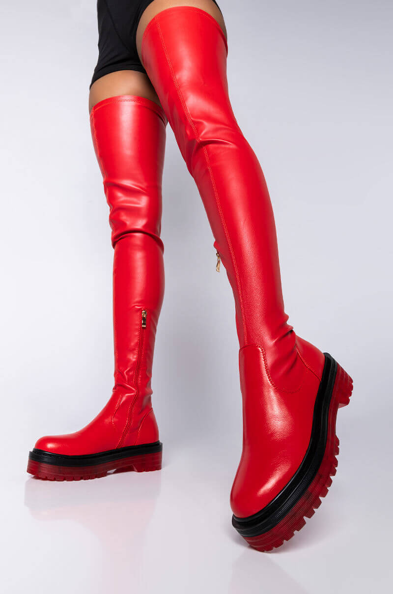 AZALEA WANG DO IT TO YA FLATFORM BOOT IN RED