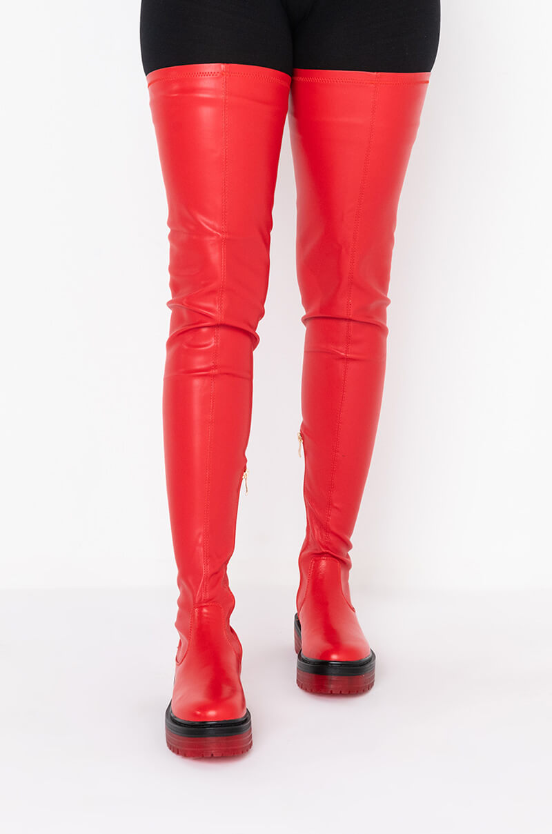 AZALEA WANG DO IT TO YA FLATFORM BOOT IN RED