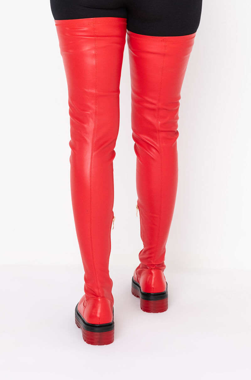 AZALEA WANG DO IT TO YA FLATFORM BOOT IN RED