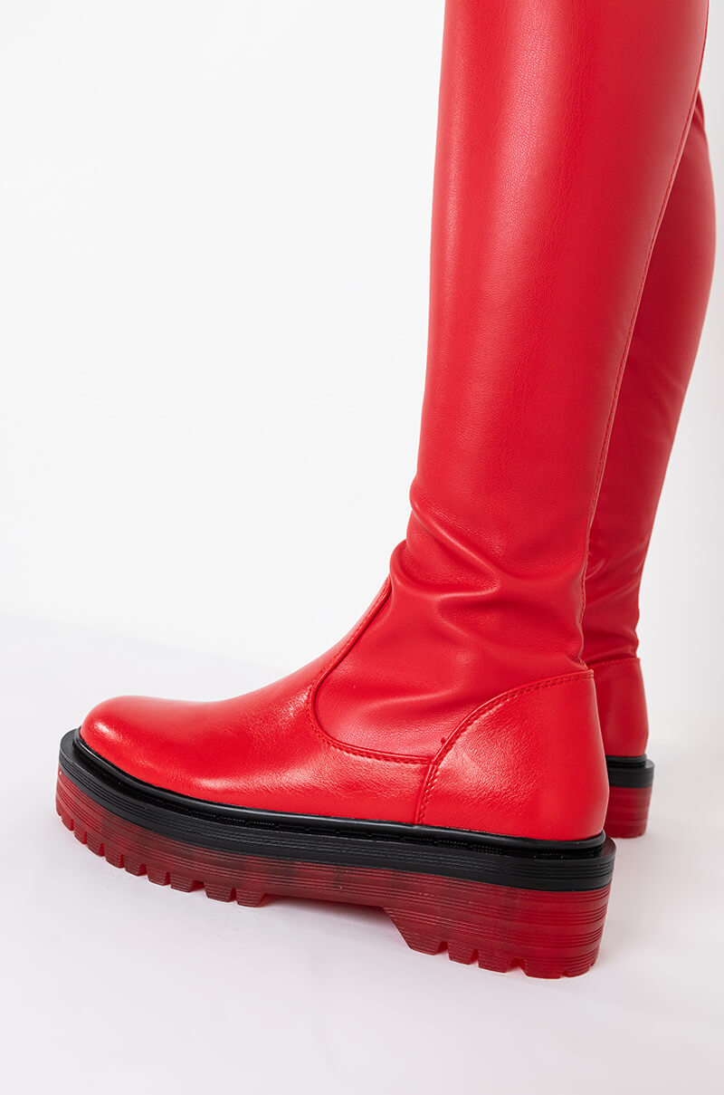 AZALEA WANG DO IT TO YA FLATFORM BOOT IN RED