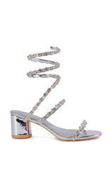 AZALEA WANG EMILIANO SILVER COIL WRAP SANDAL