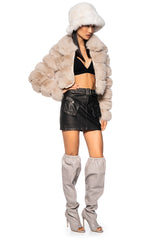 AZALEA WANG KOKO FAUX FUR ZIP UP JACKET