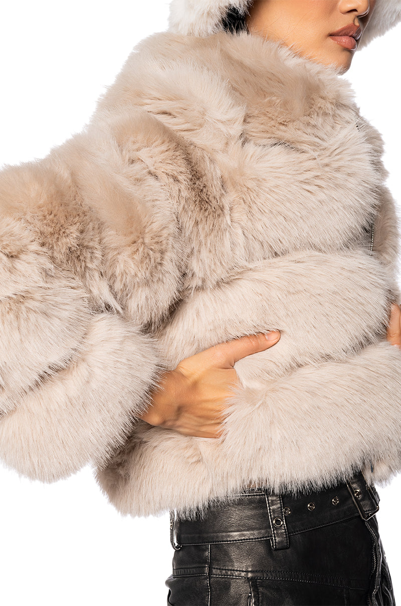 AZALEA WANG KOKO FAUX FUR ZIP UP JACKET