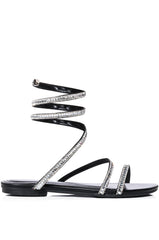 AZALEA WANG LAKEWOOD EMBELLISHED FLAT SANDAL IN BLACK