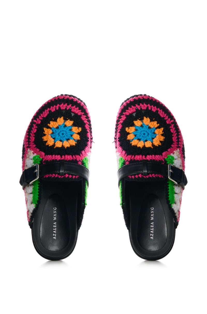 AZALEA WANG MURPHY CROCHET LOAFER IN BLACK MULTI