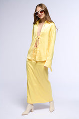 BELLISSIMA SATIN FINISH MAXI SKIRT IN YELLOW