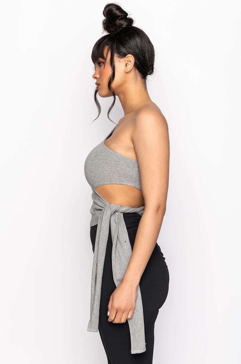 CORA ONE SHOULDER CUT OUT SIDE TIE T SHIRT