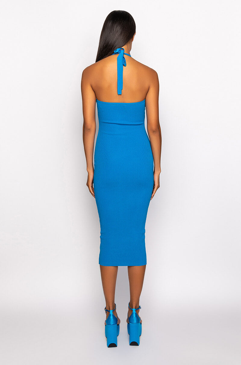 CUTOUT SWEATER RIBBED MIDI DRESS