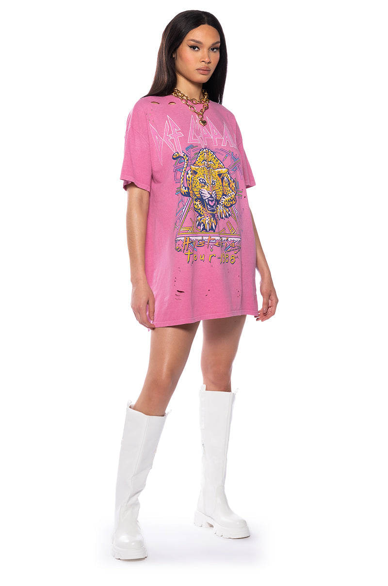 DEF LEPPARD MINERAL WASHED DRESS